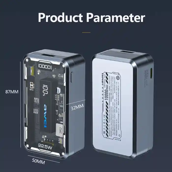 Awei P111K 10000mAh 22.5W Transparent Super Fast Charging Mini Power Bank